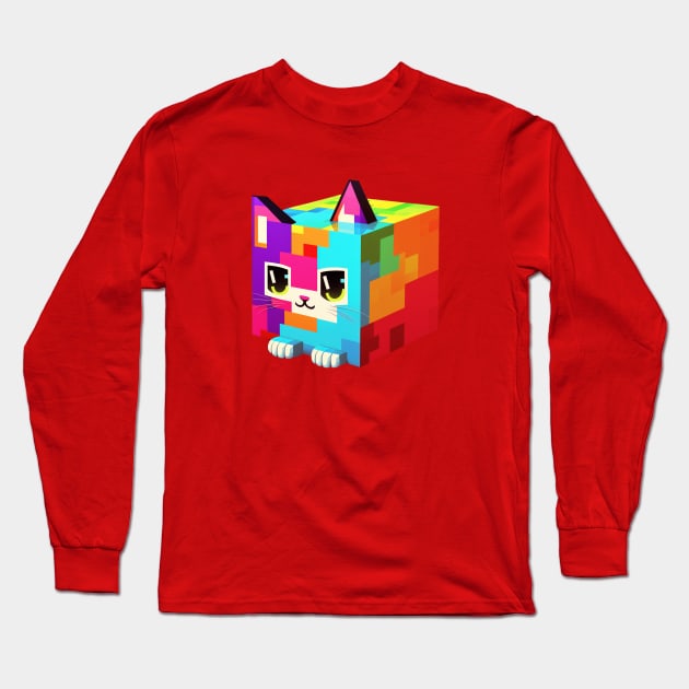 cubecat Long Sleeve T-Shirt by retrocolorz